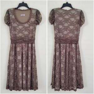 Lemon Cola Victorian-style Lace Midi Dress Size M
